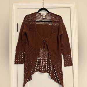 Brown Crochet Women Sweater Vintage Kikit by Maurice Sasson medium